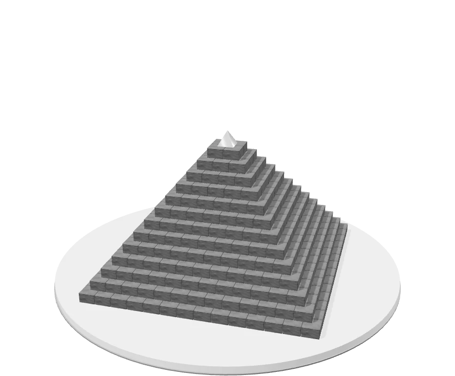 A completed pyramid on a circular architectural plinth