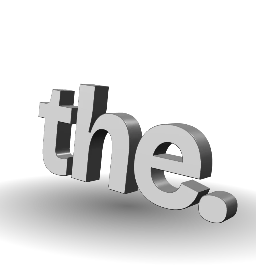 A dimensional silver the. wordmark